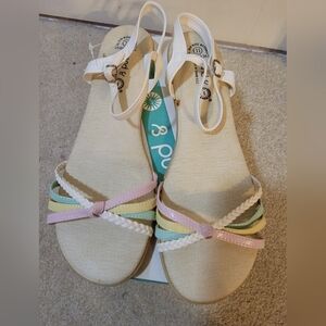 Pastel Strappy Flat Sandals in Cream, Pink, Yellow, Mint Size 11 NWOT